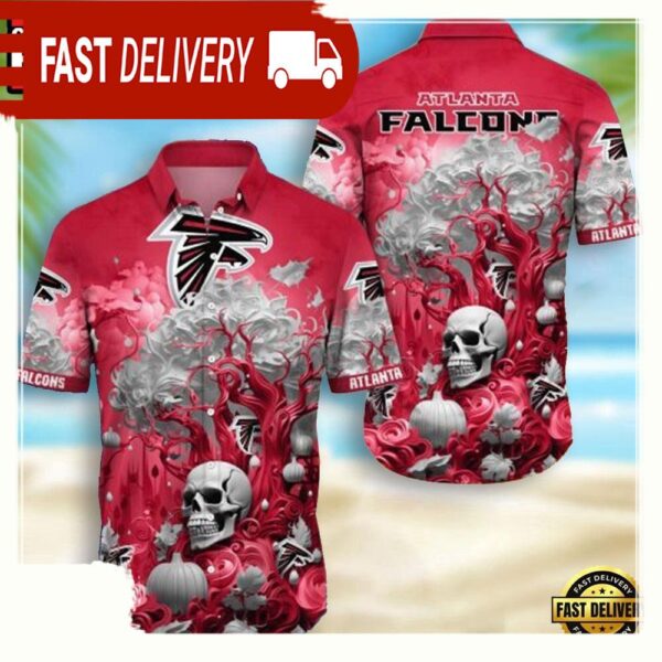 NFL Atlanta Falcons Skull Pumpkin Hawaiian Shirt For Men Women - available at - rugbyfanstore.com