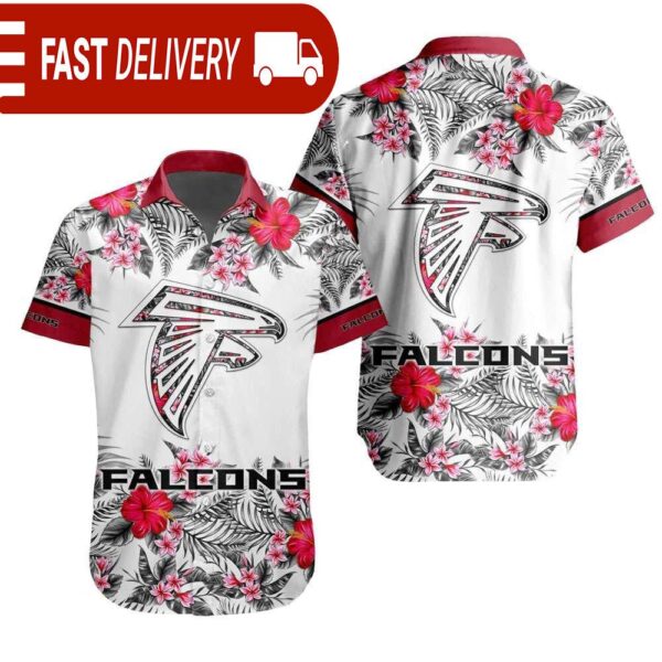 NFL Atlanta Falcons Tropical Floral Hibiscus Hawaiian Shirt - available at - rugbyfanstore.com