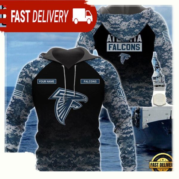 NFL Atlanta Falcons U.S. Navy NWU Camouflage Cutsom Name Hoodie - available at - rugbyfanstore.com