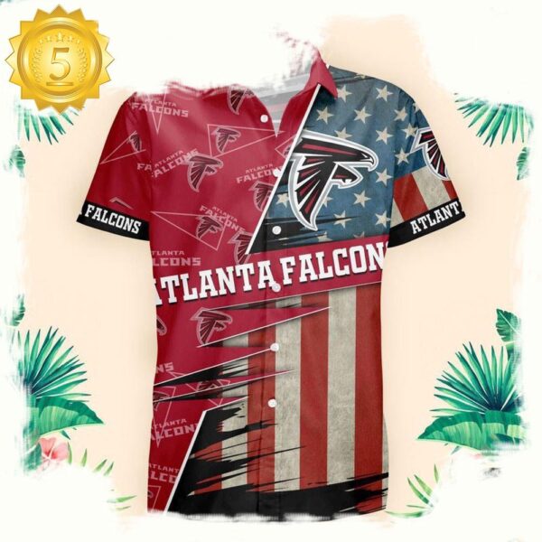 NFL Atlanta Falcons US Flag Pattern Hawaiian Shirt - available at - rugbyfanstore.com