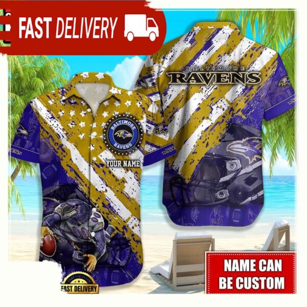 NFL Baltimore Ravens American Flag custom Hawaiian Shirts For Men Women - available at - rugbyfanstore.com