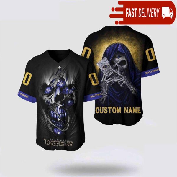 NFL Baltimore Ravens Baseball Jersey Alchemy Grim Reaper Design Your Own Shirt - available at - rugbyfanstore.com