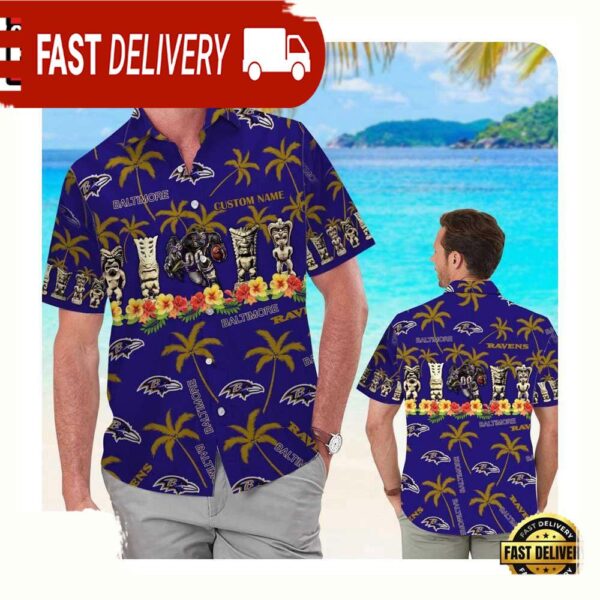 NFL Baltimore Ravens Custom Name Hawaii Shirt Summer Shirt For Men Women available at rugbyfanstore.com