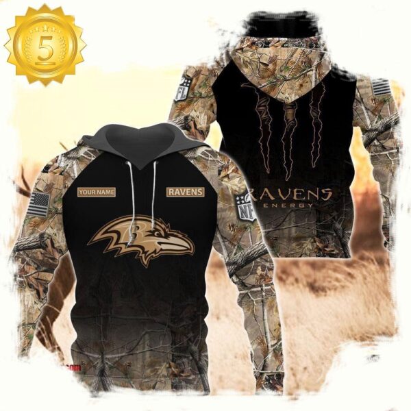 NFL Baltimore Ravens Custom Name Hoodie Camo Hunting - available at - rugbyfanstore.com