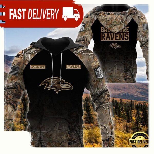 NFL Baltimore Ravens Custom NameHunting Camo Hoodie - available at - rugbyfanstore.com