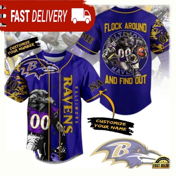 NFL Baltimore Ravens Flock Around And Find Out Custom Name Number Baseball Jersey - available at - rugbyfanstore.com