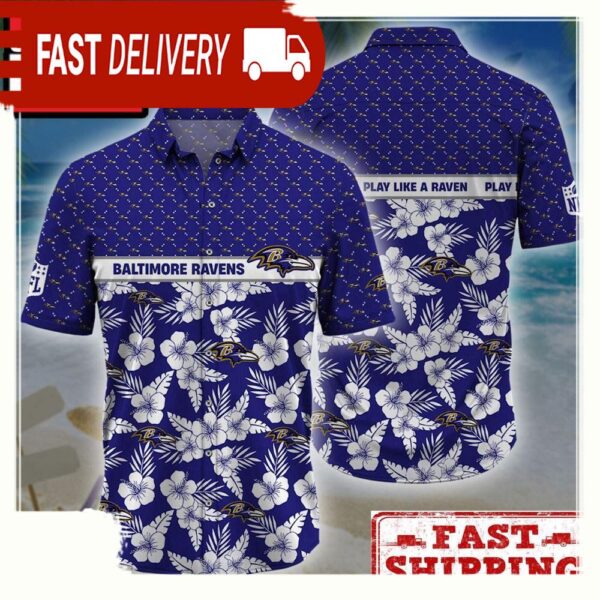 NFL Baltimore Ravens Palm Leaves New Design Hawaiian Shirt - available at - rugbyfanstore.com