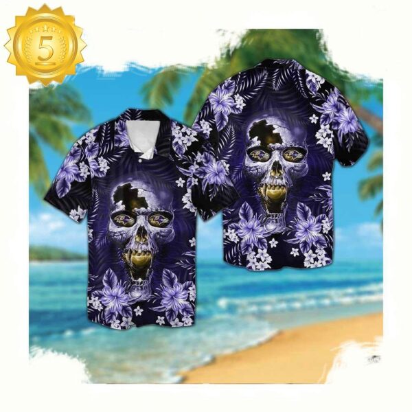 NFL Baltimore Ravens Skull Summer New Hawaii Shirt For Men Women - available at - rugbyfanstore.com