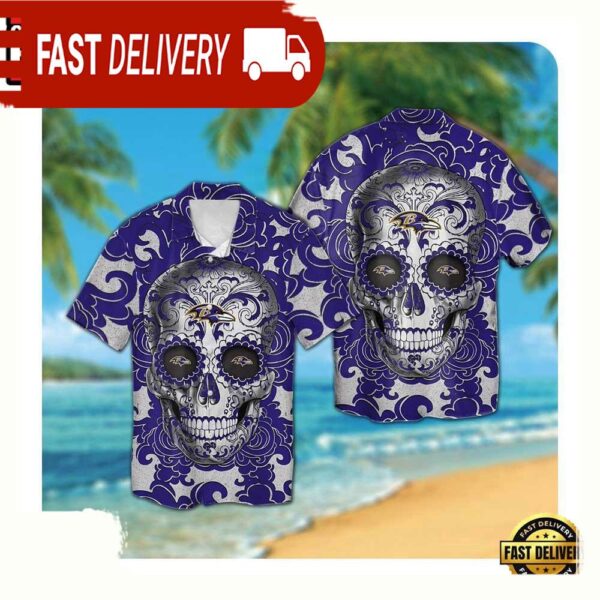 NFL Baltimore Ravens Sugar Skull Hawaii Shirt For Men Women - available at - rugbyfanstore.com