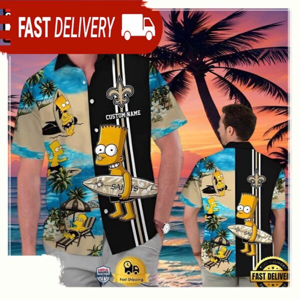 NFL Bart Simpson New Orleans Saints Hawaiian Shirt - available at - rugbyfanstore.com