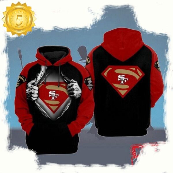 NFL Best San Francisco 49Ers Football Superman 80s 3D Hoodie Shirt - available at - rugbyfanstore.com