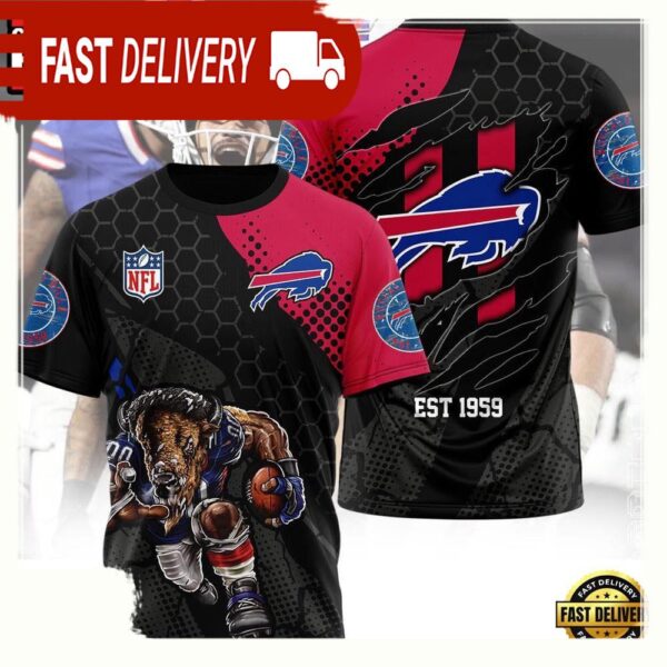 NFL Buffalo Bills Mascot All Over Print T Shirt available at rugbyfanstore.com