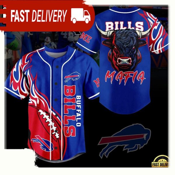 NFL Buffalo Bills Mascot Mafia Custom Name Baseball Jersey - available at - rugbyfanstore.com