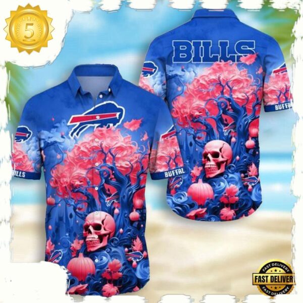 NFL Buffalo Bills Skull Pumpkin Hawaiian Shirt For Men Women - available at - rugbyfanstore.com