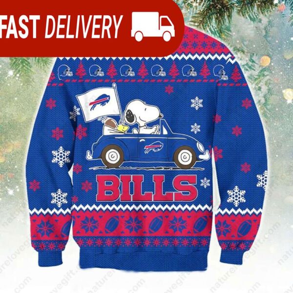 NFL Buffalo Bills Snoopy Peanuts Ugly Christmas Sweater - available at - rugbyfanstore.com