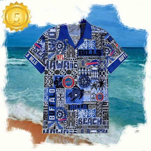 NFL Buffalo Bills Summer Hawaiian Shirt Blue Tapa Patterns - available at - rugbyfanstore.com