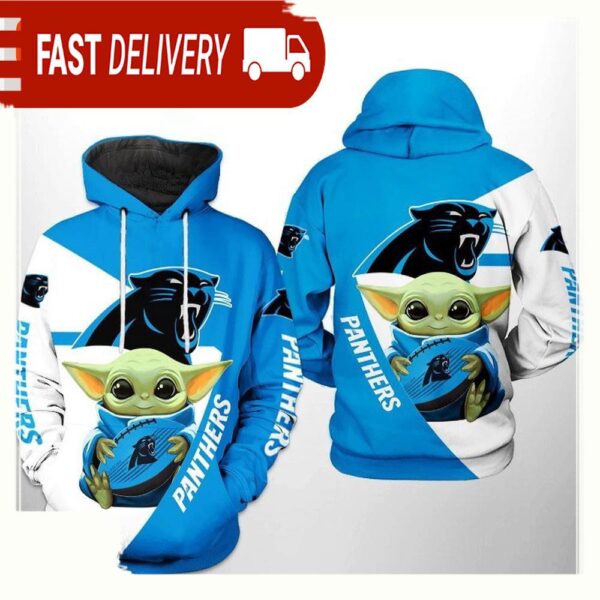 NFL Carolina Panthers Baby Yoda Team 3D Printed Hoodie Shirt - available at - rugbyfanstore.com