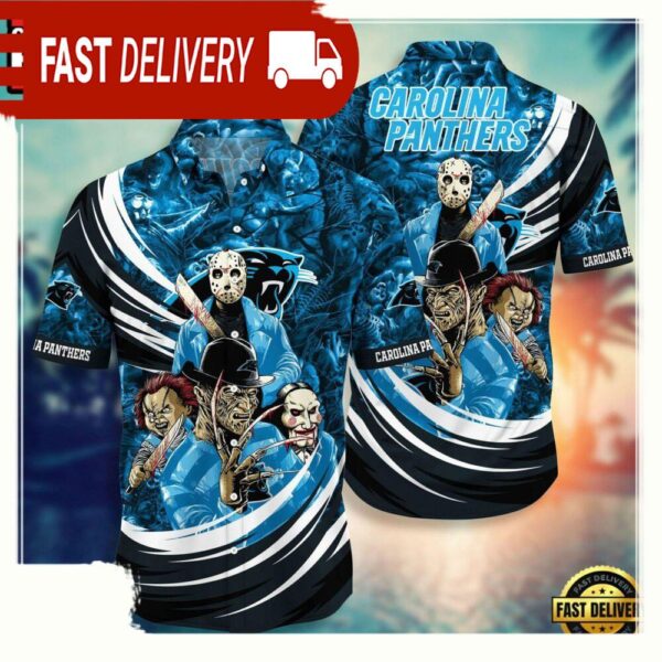 NFL Carolina Panthers Halloween Horror Movies Hawaiian Shirt For Men Women - available at - rugbyfanstore.com