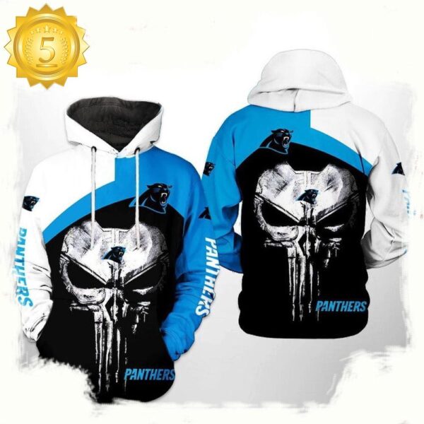 NFL Carolina Panthers Skull Punisher Team 3D Printed Hoodie Shirt - available at - rugbyfanstore.com