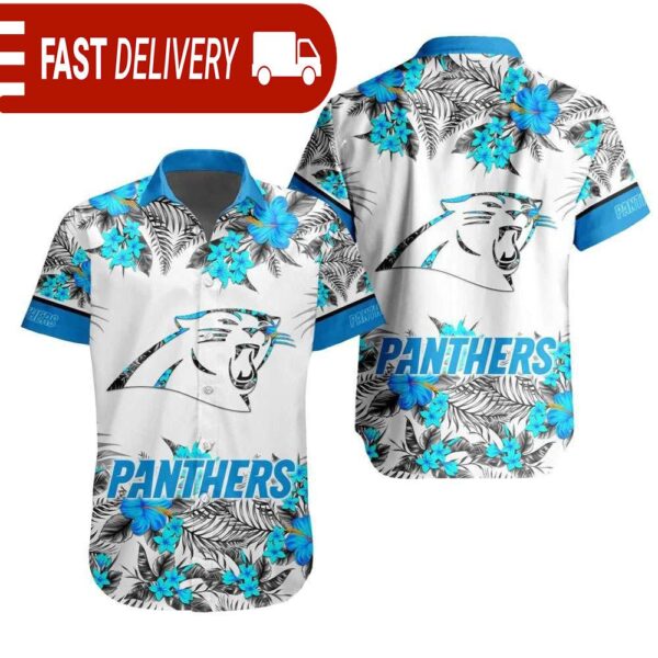 NFL Carolina Panthers Tropical Floral Hibiscus Hawaiian Shirt - available at - rugbyfanstore.com