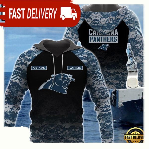 NFL Carolina Panthers U.S. Navy NWU Camouflage Cutsom Name Hoodie - available at - rugbyfanstore.com