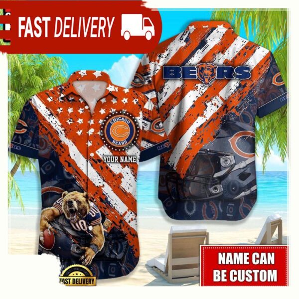 NFL Chicago Bears American Flag custom Hawaiian Shirts For Men Women - available at - rugbyfanstore.com