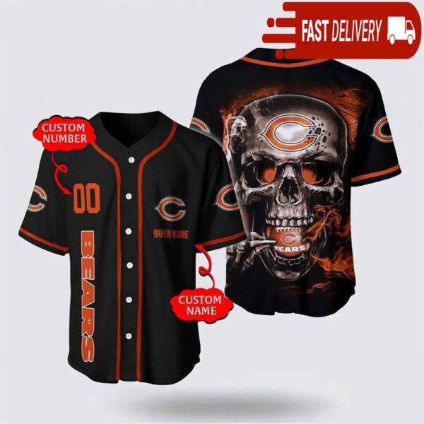 NFL Chicago Bears Baseball Jersey 3D Personalized Skull Shirt for Your Football Team - available at - rugbyfanstore.com