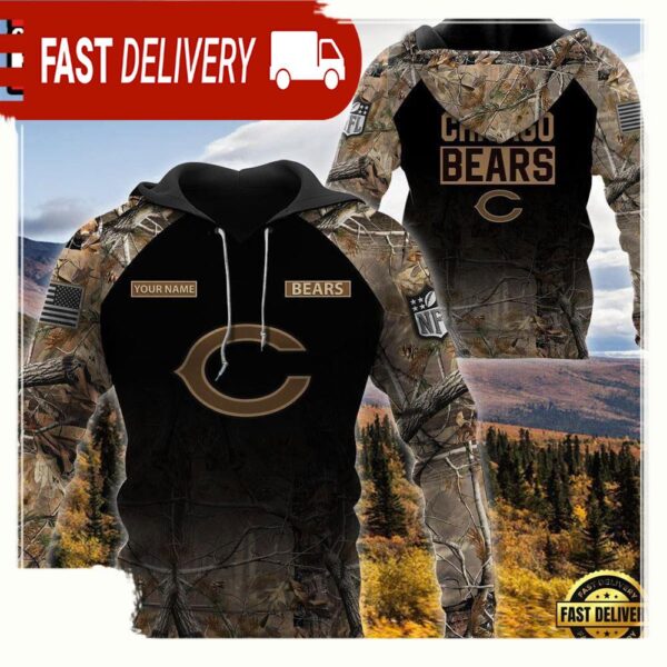 NFL Chicago Bears Custom NameHunting Camo Hoodie - available at - rugbyfanstore.com