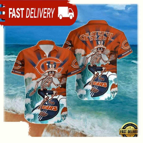 NFL Chicago Bears Grateful Dead Summer Hawaiian Shirt - available at - rugbyfanstore.com