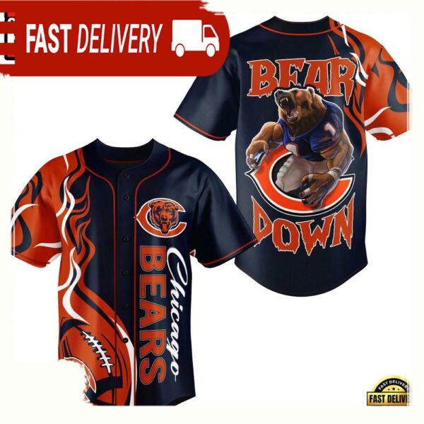 NFL Chicago Bears Mascot Down Baseball Jersey - available at - rugbyfanstore.com