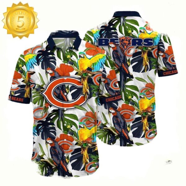 NFL Chicago Bears Parrots Tropical Flower Hawaiian Shirt For Men Women - available at - rugbyfanstore.com