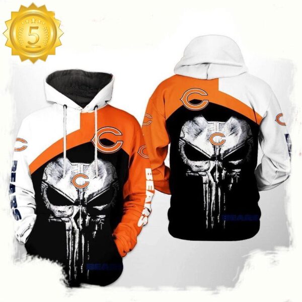 NFL Chicago Bears Skull Punisher Team 3D Printed Hoodie Shirt - available at - rugbyfanstore.com