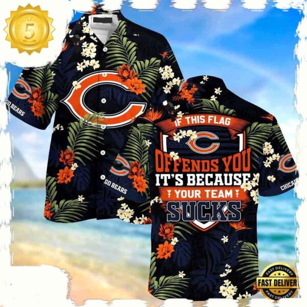 NFL Chicago Bears Summer Beach Hawaiian Shirt With Tropical Patterns For Men Women - available at - rugbyfanstore.com