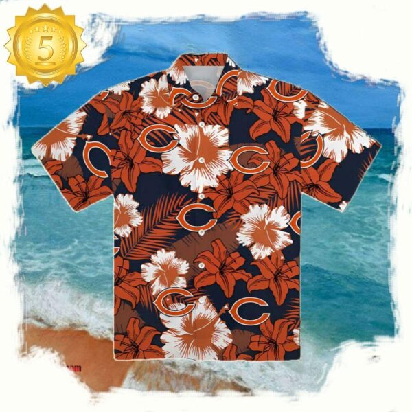 NFL Chicago Bears Summer Hawaiian Shirt Mens Lily Pattern - available at - rugbyfanstore.com