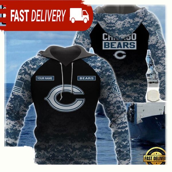 NFL Chicago Bears U.S. Navy NWU Camouflage Cutsom Name Hoodie - available at - rugbyfanstore.com