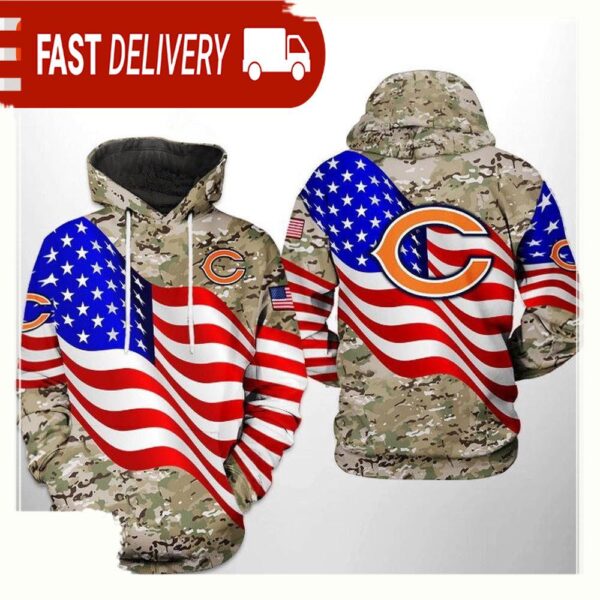 NFL Chicago Bears US Flag Camo Veteran Team 3D Printed Hoodie Shirt - available at - rugbyfanstore.com