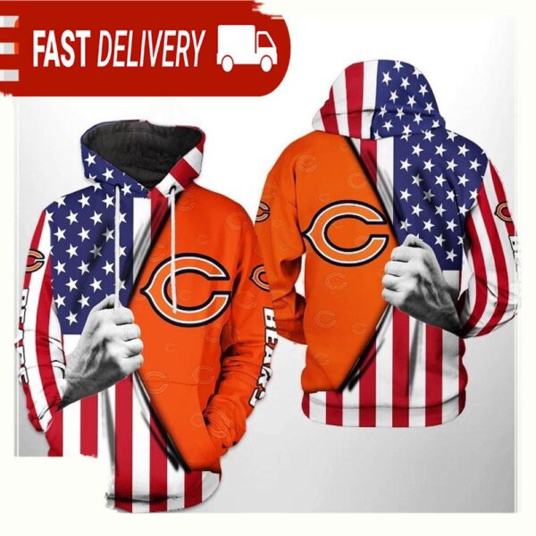 NFL Chicago Bears US Flag Team 3D Printed Hoodie Shirt - available at - rugbyfanstore.com