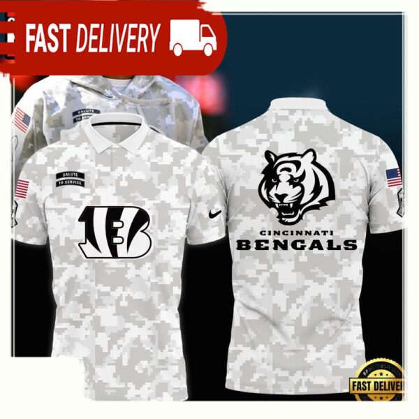 NFL Cincinnati Bengals Camo 2025 Salute to Service Polo Shirt - available at - rugbyfanstore.com