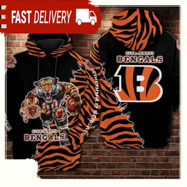 NFL Cincinnati Bengals Football Tiger 3D Printed Hoodie Shirt - available at - rugbyfanstore.com