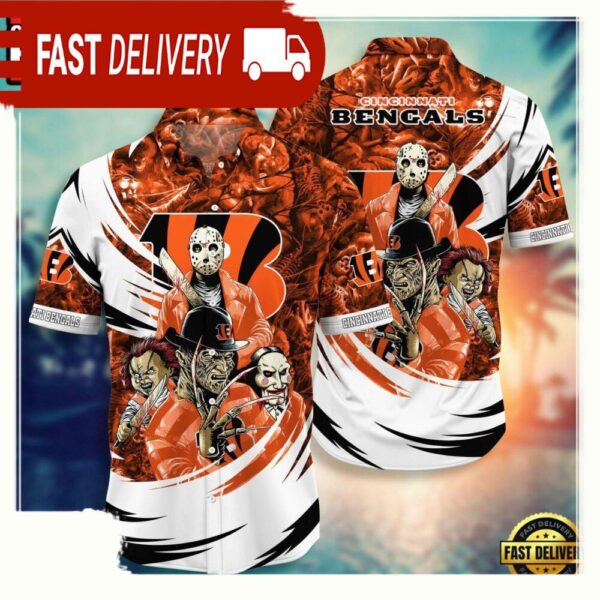 NFL Cincinnati Bengals Halloween Horror Movies Hawaiian Shirt For Men Women - available at - rugbyfanstore.com