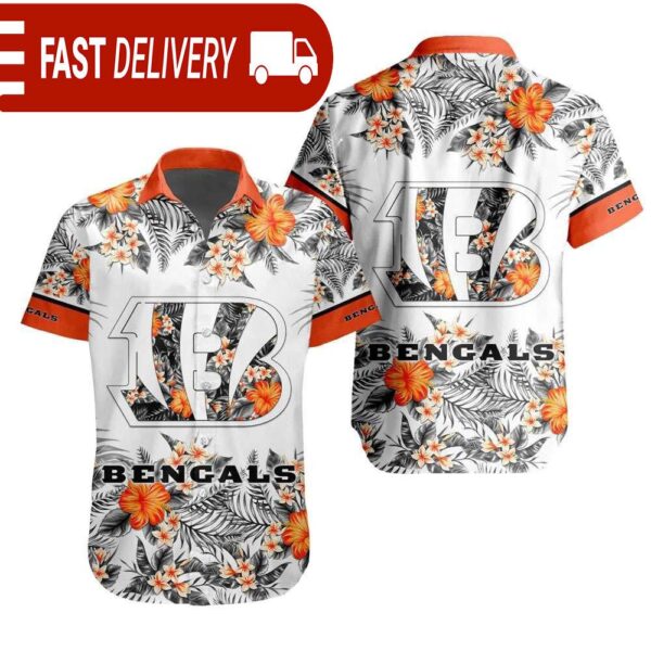 NFL Cincinnati Bengals Tropical Floral Hibiscus Hawaiian Shirt - available at - rugbyfanstore.com