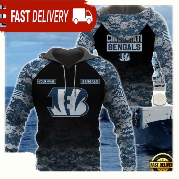 NFL Cincinnati Bengals U.S. Navy NWU Camouflage Cutsom Name Hoodie - available at - rugbyfanstore.com