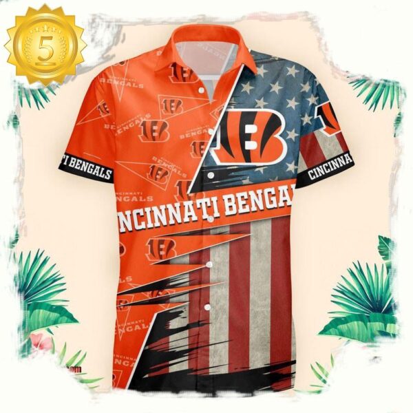 NFL Cincinnati Bengals US Flag Pattern Hawaiian Shirt - available at - rugbyfanstore.com