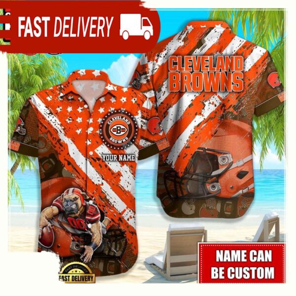 NFL Cleveland Browns American Flag custom Hawaiian Shirts For Men Women - available at - rugbyfanstore.com