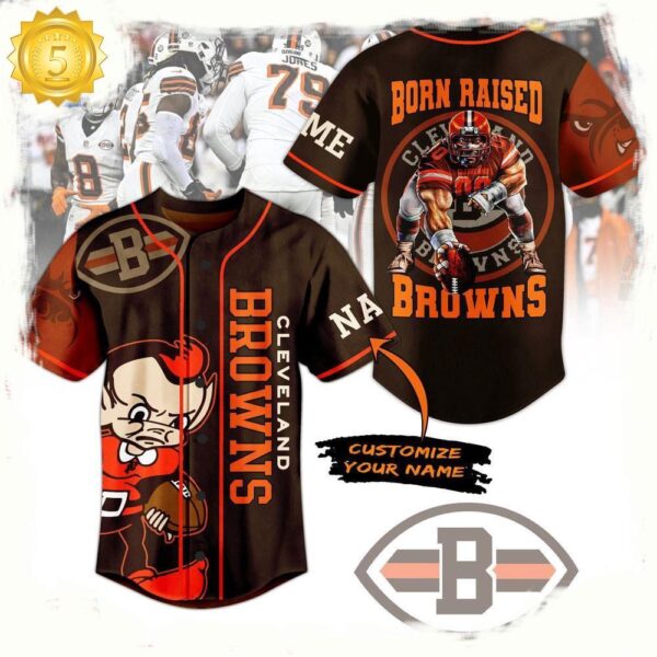 NFL Cleveland Browns Born Raised Browns Custom Name Baseball Jersey - available at - rugbyfanstore.com