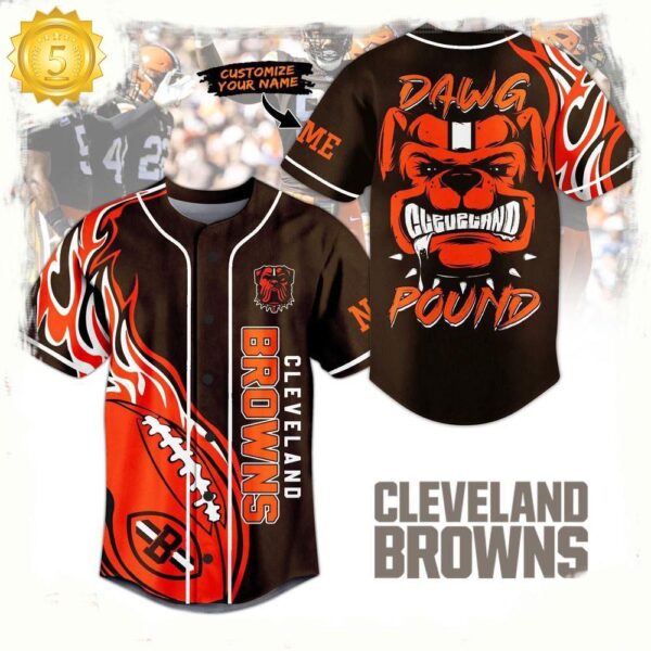 NFL Cleveland Browns Dawg Pound Custom Name Baseball Jersey - available at - rugbyfanstore.com