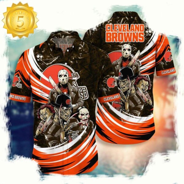 NFL Cleveland Browns Halloween Horror Movies Hawaiian Shirt For Men Women - available at - rugbyfanstore.com