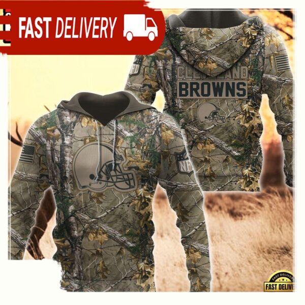 NFL Cleveland Browns Hunting Camo 3D Hoodies - available at - rugbyfanstore.com