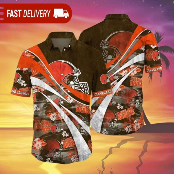 NFL Cleveland Browns Tropical Flower Vintage Hawaiian Shirt - available at - rugbyfanstore.com