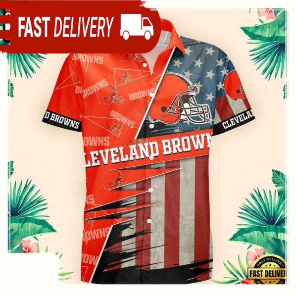 NFL Cleveland Browns US Flag Pattern Hawaiian Shirt - available at - rugbyfanstore.com